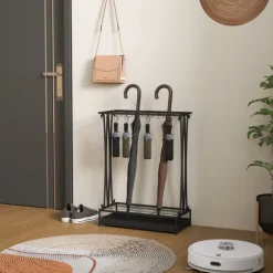 Rootz Paraply Stand - Paraply Holder - Rainwater Collector - 24 Hooks & 21 Openings - Hållbar ståldesign - 50x24x68 cm