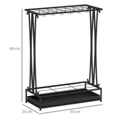 Rootz Paraply Stand - Paraply Holder - Rainwater Collector - 24 Hooks & 21 Openings - Hållbar ståldesign - 50x24x68 cm