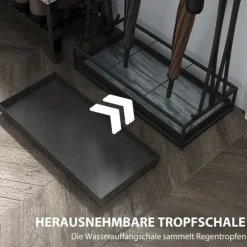 Rootz Paraply Stand - Paraply Holder - Rainwater Collector - 24 Hooks & 21 Openings - Hållbar ståldesign - 50x24x68 cm