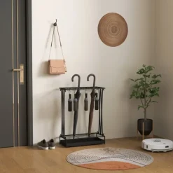 Rootz Paraply Stand - Paraply Holder - Rainwater Collector - 24 Hooks & 21 Openings - Hållbar ståldesign - 50x24x68 cm