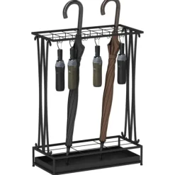 Rootz Paraply Stand - Paraply Holder - Rainwater Collector - 24 Hooks & 21 Openings - Hållbar ståldesign - 50x24x68 cm