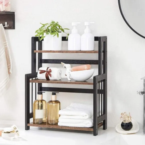 Rootz Spice Rack - Kryddställ Organizer - 3 nivåer Kryddställ - Kryddhylla - Vintage Brun/Svart - 41 x 18 x 53 cm