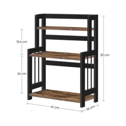 Rootz Spice Rack - Kryddställ Organizer - 3 nivåer Kryddställ - Kryddhylla - Vintage Brun/Svart - 41 x 18 x 53 cm