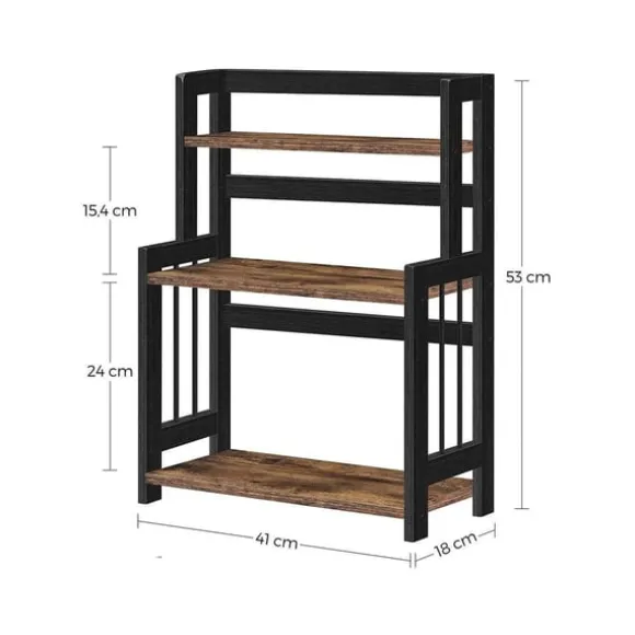 Rootz Spice Rack - Kryddställ Organizer - 3 nivåer Kryddställ - Kryddhylla - Vintage Brun/Svart - 41 x 18 x 53 cm