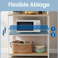 Rootz stående kökshylla - mikrovågshylla - 6 nivåer - rymdbesparande - 40 x 60 x 167 cm