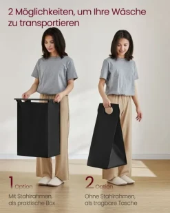 Rootz Tvättkorg med Hylla - Klädkorgar - Multifunktionell Organizer - MDF och stål - 42cm x 28cm x 75cm - 3,5kg - Bläck Svart-Vintage Brun