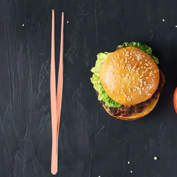 Rose Gold Rostfritt Stål Kök Pincett Mat Clip - Tandspets Matlagning Verktyg för hemmabruk