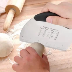 Rostfritt Stål Bakskrapa Hackare Mjöl Bakverksskärare Bakverk Skala Mätning Bakverktyg Kök Bakeware Svart