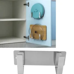 Rostfritt Stål Enkelt Stekpanna Lock Rack Kök Förvaringshållare Silver