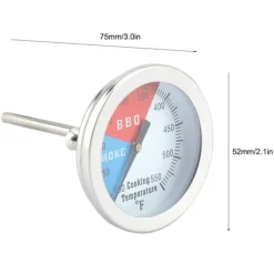 Rostfritt Stål Grilltermometer 100-550℉ Rund Huv Temperatur För Grillugn Grill