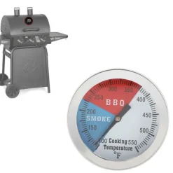 Rostfritt Stål Grilltermometer 100-550℉ Rund Huv Temperatur För Grillugn Grill