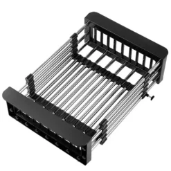 Rostfritt stål infällbar över-diskbänk - stor svart