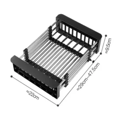 Rostfritt stål infällbar över-diskbänk - stor svart