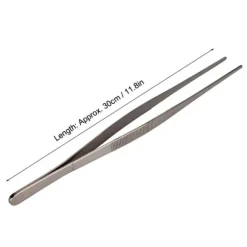 Rostfritt Stål Kökspincett Matklämma med Räfflad Spets Matlagningsverktyg för HemmabrukSilver