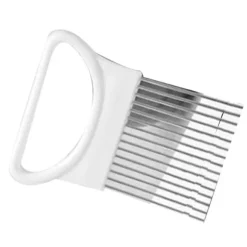 Rostfritt stål Lökhållare Lökskärarassistent Rostfritt stål Köksprylar för att skiva kötttråd Frukt Grönsaker Vit