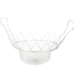 Rostfritt Stål Ångande Sköljning Hopfällbar Fryskorg Stekt Matsil Stekverktyg Tillbehör