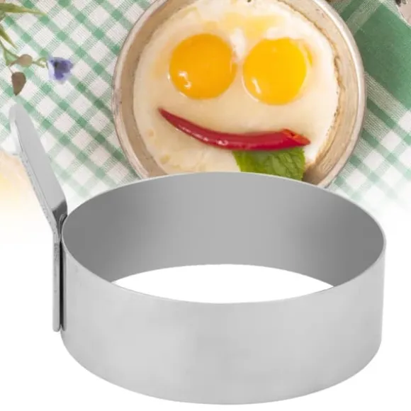 Rostfritt Stål Rund Pannkaksring Stekt Äggform Pannkaksmaskin Form (L)