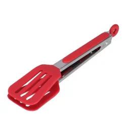 Rostfritt Stål Silikon Steakklämma Hopfällbar Grill Baktång för BBQ Kök 9po Rouge