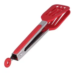 Rostfritt Stål Silikon Steakklämma Hopfällbar Grill Baktång för BBQ Kök 9po Rouge