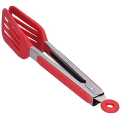 Rostfritt Stål Silikon Steakklämma Hopfällbar Grill Baktång för BBQ Kök 9po Rouge