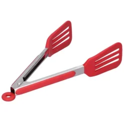 Rostfritt Stål Silikon Steakklämma Hopfällbar Grill Baktång för BBQ Kök 9po Rouge