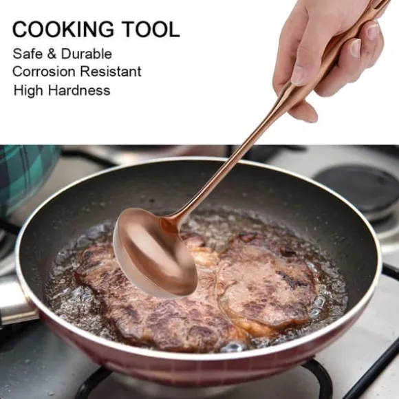 Rostfritt Stål Slev Sked Stor Soppslev Köksspatel Turner Matlagningsverktyg Rose Gold 02#