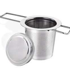 rostfritt stål tefilter med lock tesil med handtag metall tesil
