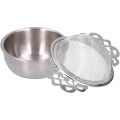 rostfritt stål tesil lösa blad teinfuserfilter dubbelöra köksredskap silver