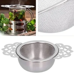 rostfritt stål tesil lösa blad teinfuserfilter dubbelöra köksredskap silver