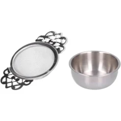 rostfritt stål tesil lösa blad teinfuserfilter dubbelöra köksredskap silver