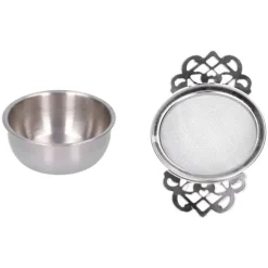 rostfritt stål tesil lösa blad teinfuserfilter dubbelöra köksredskap silver