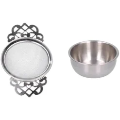 rostfritt stål tesil lösa blad teinfuserfilter dubbelöra köksredskap silver