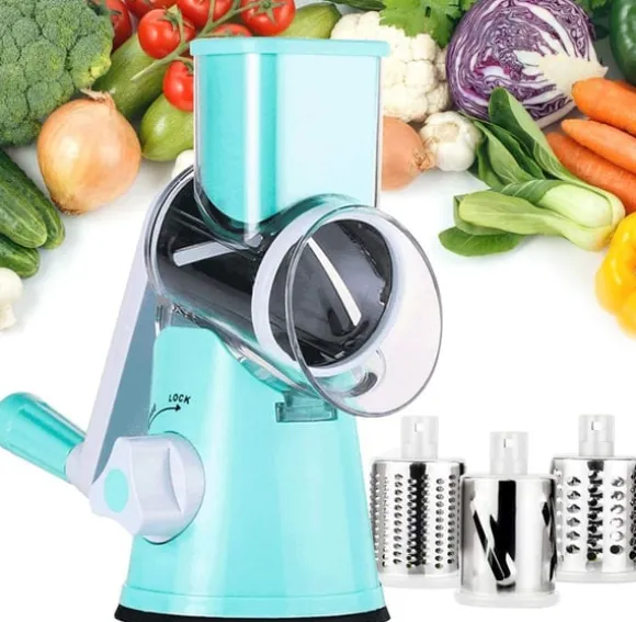 Roterande rivjärn med 3 olika trummor Blå