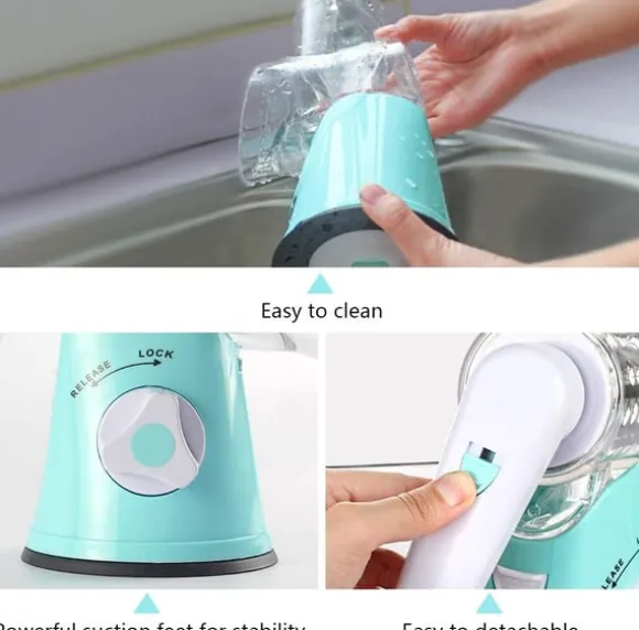 Roterande rivjärn med 3 olika trummor Blå