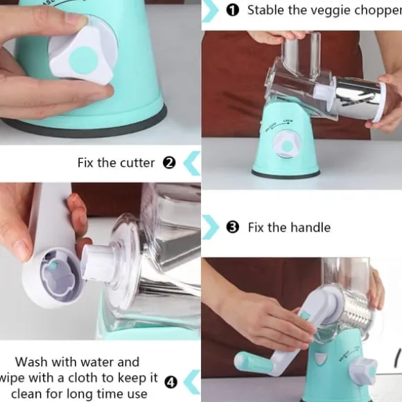 Roterande rivjärn med 3 olika trummor Blå