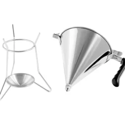 Royal Catering - Doseringstratt - 1,8 L - Rostfritt stål - 3 fyllningsspetsar - Stativ med droppbricka