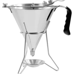 Royal Catering - Doseringstratt - 1,8 L - Rostfritt stål - 3 fyllningsspetsar - Stativ med droppbricka