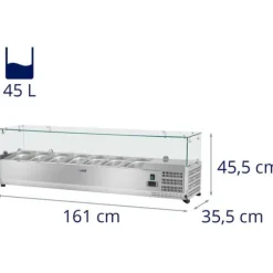 Royal Catering - Kylränna - 160 x 33 cm - Glasöverbyggnad