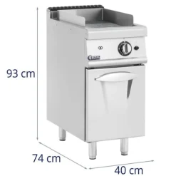Royal Catering - Stekbord - Gas - 6 kW - Räfflad - 50–300 °C - Propangas / gasol / naturgas - Underskåp