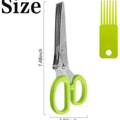 Örtsax i rostfritt stål, kökssax för flera ändamål med 5 blad och rengöringsborste för hemmet, La[853]