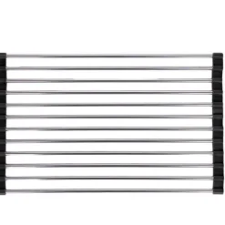 Rullestämpel med uppåtriktad platt rostfri stång, torkställning för köksredskap - Liten svart