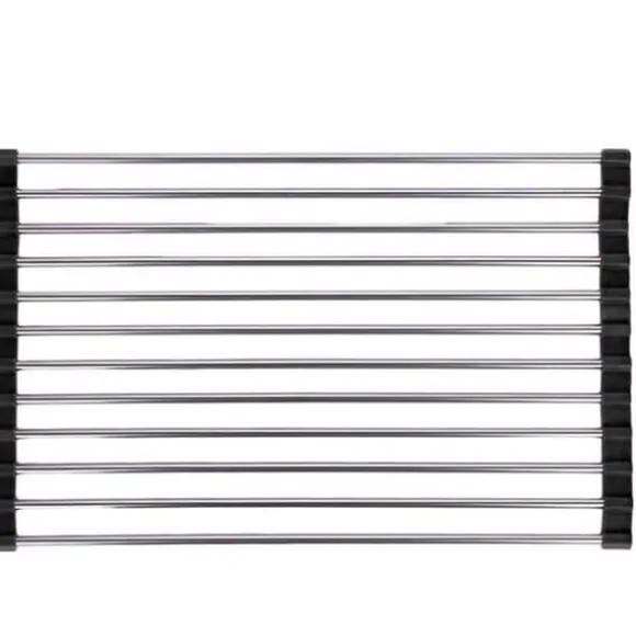 Rullestämpel med uppåtriktad platt rostfri stång, torkställning för köksredskap - Liten svart