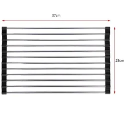 Rullestämpel med uppåtriktad platt rostfri stång, torkställning för köksredskap - Liten svart