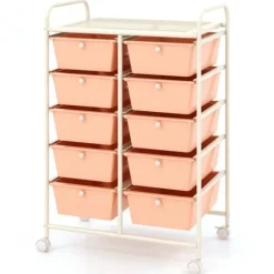 Rullvagn för förvarcmg, 10-lådor, 26x14,5x34cm, Persika