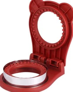 Rund smörgåsform för barn, söt präglingsverktyg för frukostbröd, kreativt gör-det-själv-verktygsset för risbollar (röd)