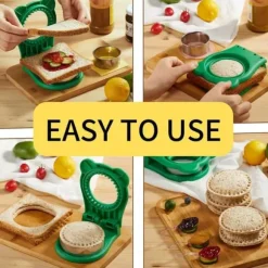 Rund smörgåsform för barn, söt präglingsverktyg för frukostbröd, kreativt gör-det-själv-verktygsset för risbollar (röd)