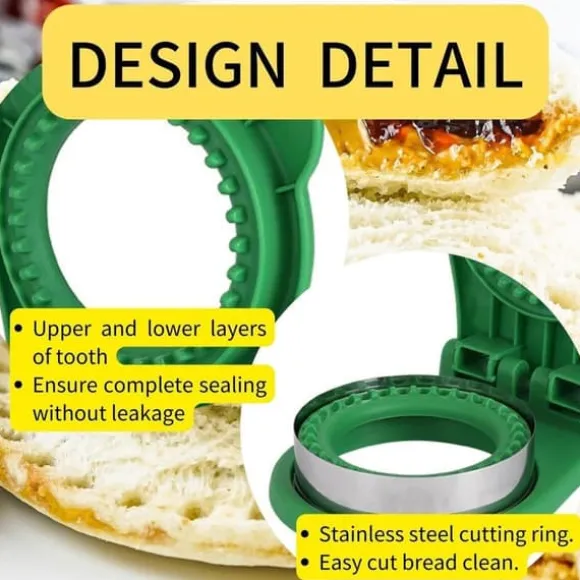 Rund smörgåsform för barn, söt präglingsverktyg för frukostbröd, kreativt gör-det-själv-verktygsset för risbollar (röd)