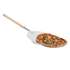 Rund tårta pizzaskyffel Ø 30,5 cm metall med trähandtag 79 cm lång Köksbricka
