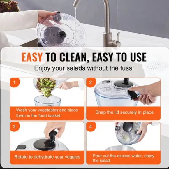 Salladsslunga, Enhandsgrepp, Stor kapacitet, Hållbar glasbowl