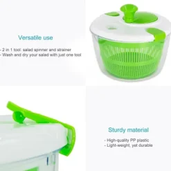 Salladsslunga Salladstork av plast i grönt med 25 x 21,5 cm storlek - Köksredskap med vev för att tvätta sallad eller grönsaker
